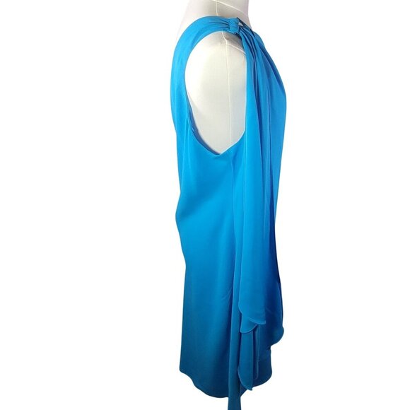Lauren Ralph Lauren One-Shoulder Blue Dress Size 12 - Picture 9 of 10